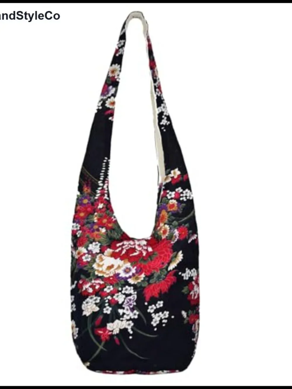 Boho Hobo Shoulder Bag for Women Zipped Cotton Handbag Crossbody Tote